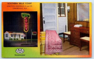 CENTREVILLE, AL Alabama ~ SOUTHERN BELLE COURT Motel c1940s Roadside Postcard