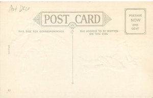 Art Deco Embossed Postcard 82 Christmas Children on Ice Skates Fall Down & Help