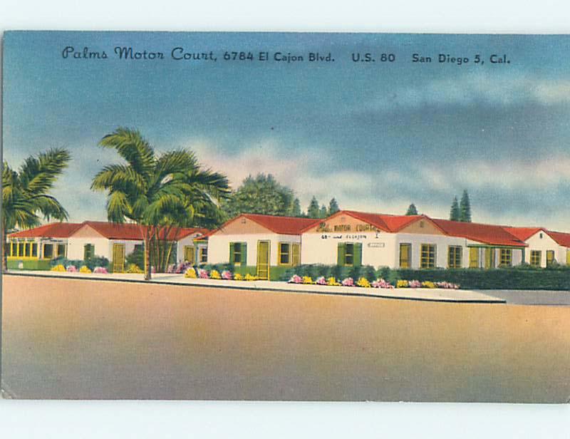 Unused Linen PALMS MOTOR COURT MOTEL San Diego California CA M5775