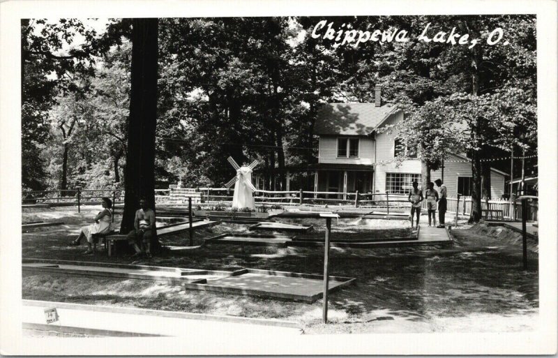 Chippewa Lake Ohio OH Mini Golf Putt-Putt Unused Real Photo Postcard F22