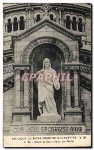 Old Postcard From Sacre Coeur Basilica In Montmartre No. 30 Statue Sarcre Hea...