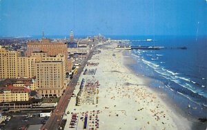 Airplane View of Atlantic City Shows Beach Front Hotels And The Atlantic Ocea...