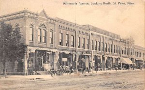 St. Peter Minnesota Minnesota Avenue Drug Store in View Vintage Postcard U592