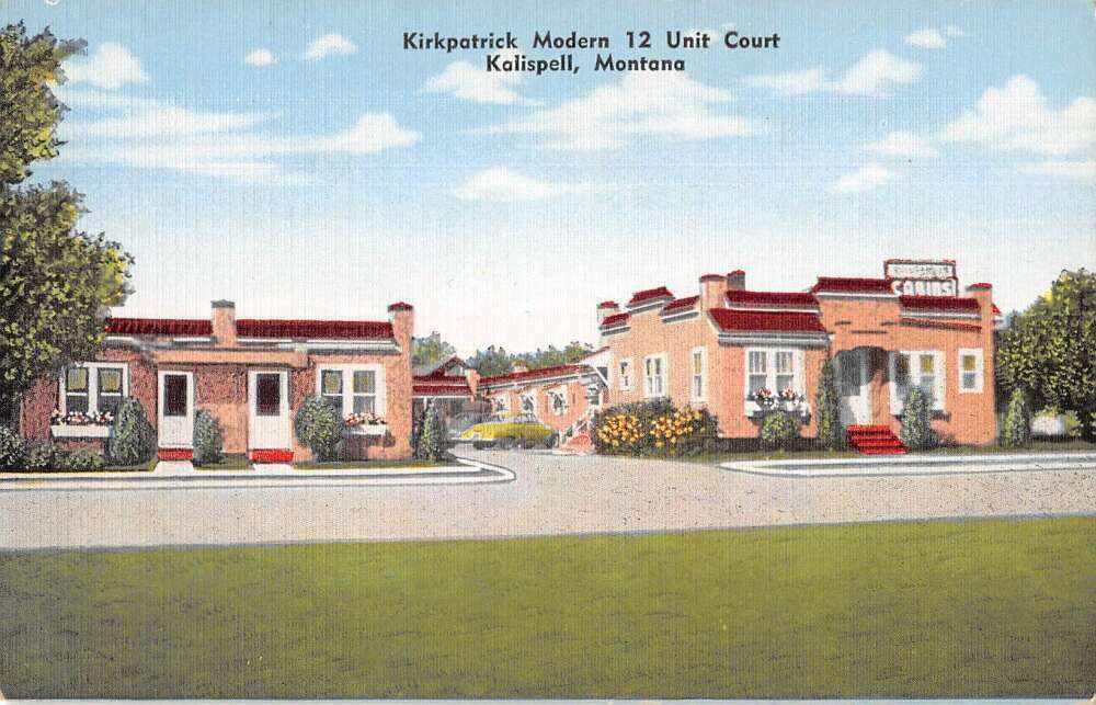 Kalispell Montana Krikpatrick Modern 12 Unit Court Vintage Postcard   9c7a54808f6dbb87a4f4b80411a10488 