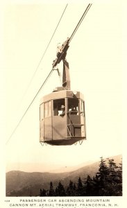 1920s PASSENGER CAR CANNON MT AERIAL TRAMWAY FRANCONIA N.H.  RPPC POSTCARD P1656