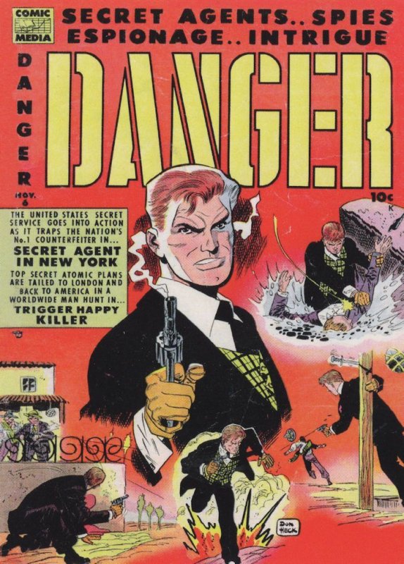 Danger Man 1950s Sky Secret Agent Comic In New York Postcard