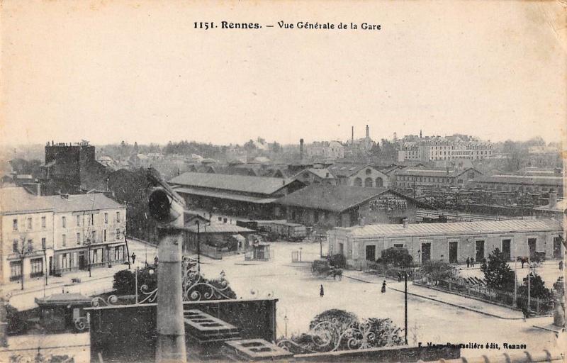 Rennes France General View of the Train Station Antique Postcard (J27847)