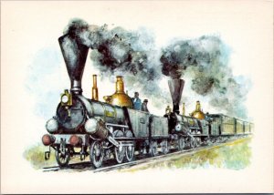 Postcard Train Art - Hungarian Central Railways engines Nadar and Istvan