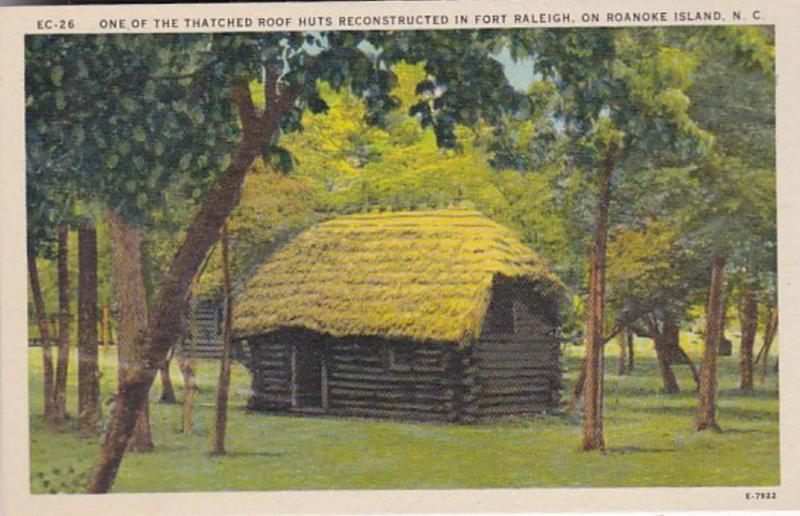 North Carolina Roanoke Island Thatched Roof Hut Reconstructed In Fort Raleigh