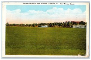 1938 Parade Grounds And Soldiers Quarters Ft. Des Moines Iowa IA Posted Postcard