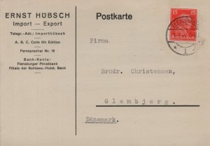 Ernst Hubsch German Timber Merchants to Denmark Advertising Postcard