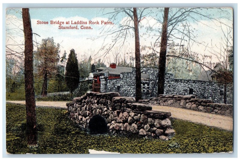 c1910 Stone Bridge Laddins Rock Farm Stamford Connecticut CT Unposted Postcard