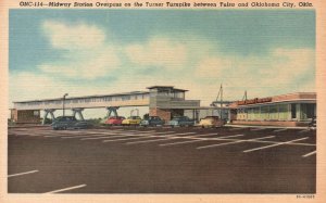 Vintage Postcard Midway Station Overpass Turner Turnpike Tulsa & Oklahoma City