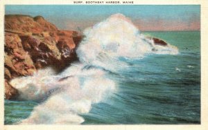 Vintage Postcard 1930's Surf Boothbay Harbor Maine ME