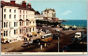 North Parade Llandudno Street View Buses and Cars Postcard