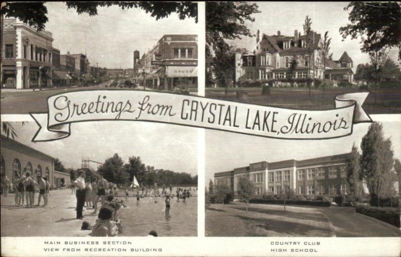 Crystal Lake IL Muti-View Old Postcard