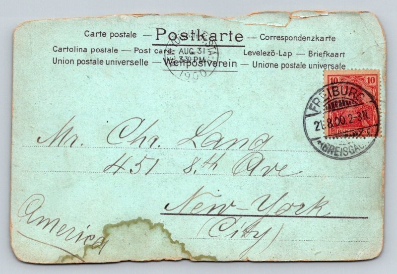 Freiburg Germany Bier-Barometer Humorous Comic Postcard Postmarked 1900