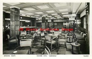 Cunard White Star Line, RPPC, Steamer Carinthia, Smoking Room, Photo