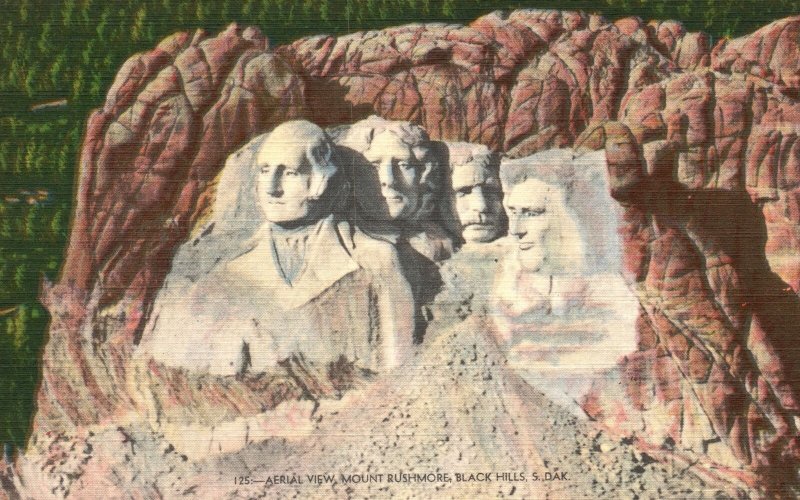 Vintage Postcard Aerial View Mount Rushmore Memorial Black Hills South Dakota SD