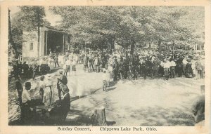 1921 Chippewa Lake Park Ohio Sunday Concert people Postcard 25-11360