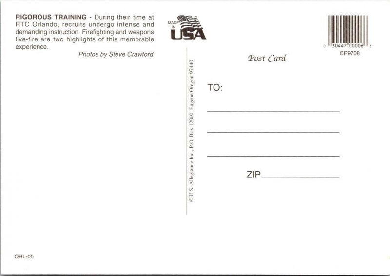 Orlando, FL Florida  RTC~NAVY BOOT CAMP Recruit Training/Shooting  4X6 Postcard