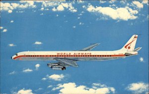 World Airways DC-8 Jet Airliner Airplane Vintage Postcard