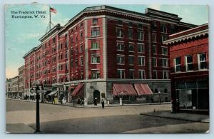  Postcard WV Huntington The Frederick Hotel Street View c1913 Curt Teich S20