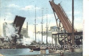 Bascule Bridge, Chicago, Illinois, IL USA Sailboat 1907 light wear postal use...