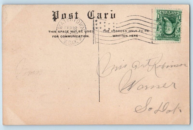Watertown South Dakota Postcard Fishing Good Lake Kampeska 1909 Vintage Antique