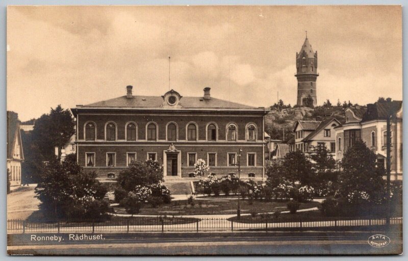 Ronneby Sweden 1920s RPPC Real Photo Postcard Radhuset City Hall