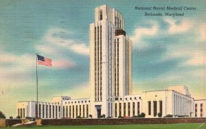 Vintage Postcard 1950's National Naval Medical Center Building Bethesda Maryland