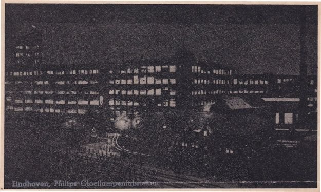 Eindhoven Philips By Night Dutch Antique Postcard