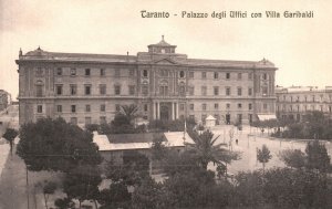 Vintage Postcard 1910's Palazzo Degli Uffici Con Villa Garibaldi Taranto Italy