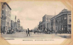 Broadway People Crossing Street Shawnee Oklahoma 1905c Albertype postcard