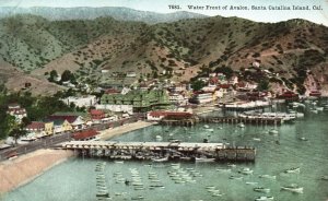 Vintage Postcard Water Front of Avalon Mountains Catalina Island California CA