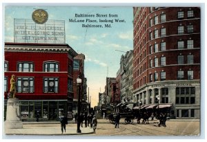 c1910's Baltimore Street Looking West Railway Wagon Baltimore Maryland Postcard