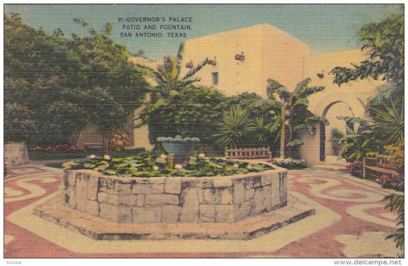 SAN ANTONIO, Texas, 1930-1940's; Governor's Palace Patio And Fountain