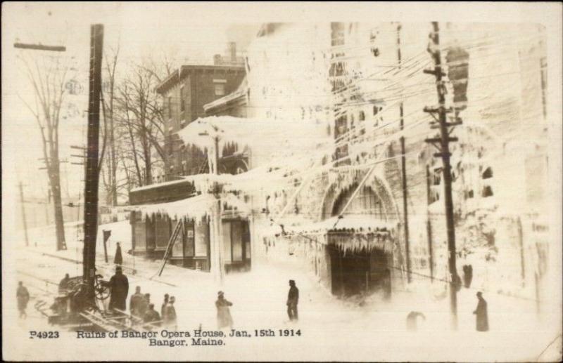 Bangor ME Opera House Ruins 1914 Fire Real Photo Postcard