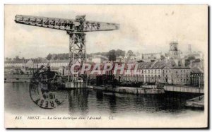 Old Postcard Brest Electric Crane in Arsenal