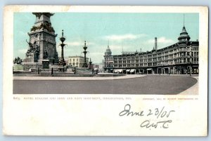 c1905 Indianapolis Indiana IN Vintage Postcard Hotel English Army Navy Monument