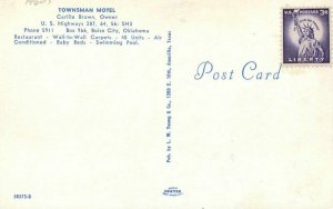 Autos 1960s Boise City Oklahoma Postcard Townsman Motel roadside Young 20-5104