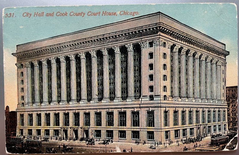 Vintage Postcard 1914 City Hall & Cook County Courthouse, Chicago, Illinois (IL)