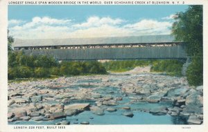 Longest Single Span Wooden Covered Bridge in World - Blenheim NY, New York - WB