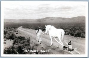 AMERICAN INDIANS HOMEWARD BOUND VINTAGE REAL PHOTO POSTCARD RPPC