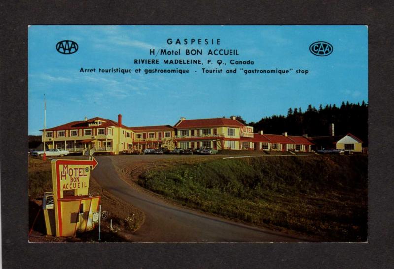 QC Hotel Motel Bon Accueil Gaspesie Quebec Carte Postale Riviere MADELEINE