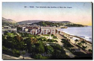 Postcard Old Nice general view of the gardens and Bay of Angels
