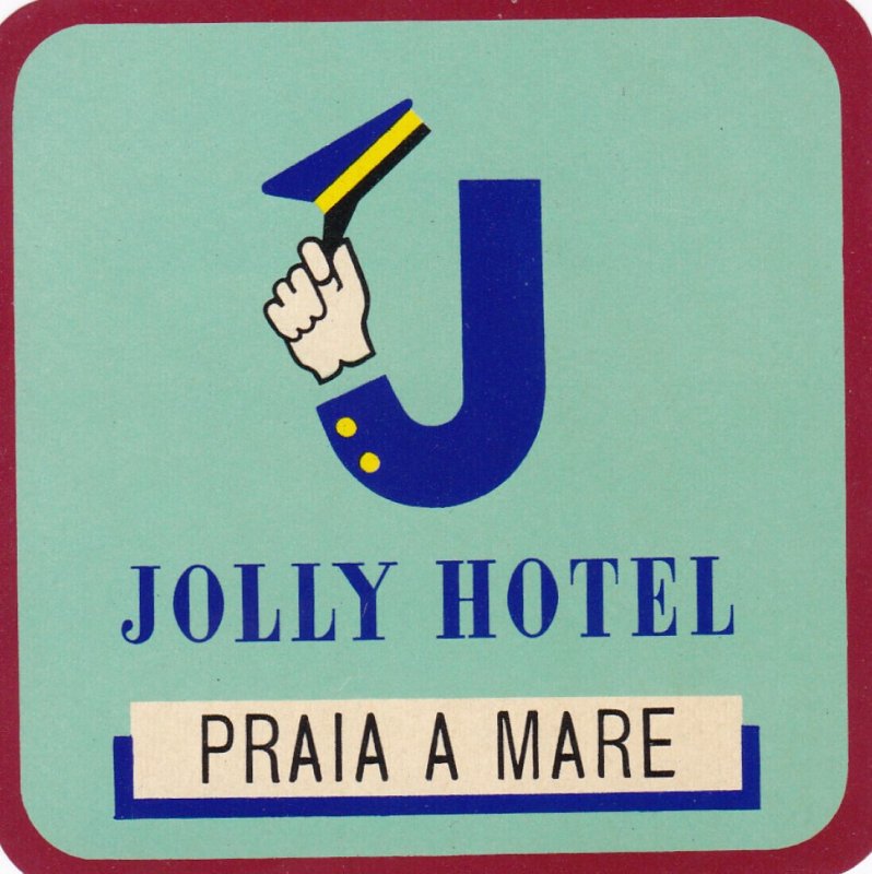 Italy Praia A Mare Jolly Hotel Vintage Luggage Label sk2281