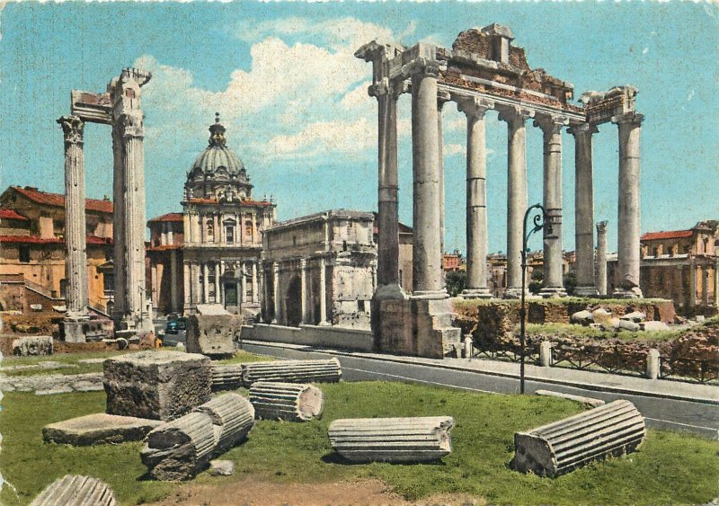 Postcard Italy Rome Roman Forum - The remain of Saturn's Temple