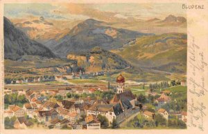 Bludenz Panorama Austria 1900 lithograph postcard