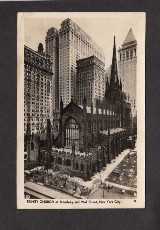 NYC NY Trinity Church New York City Real Photo RPPC Postcard PC